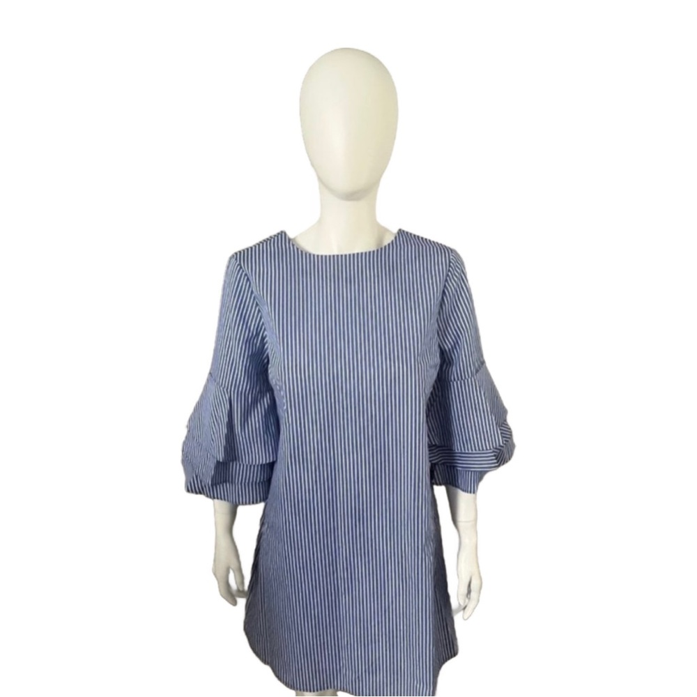 NWOT Bleuh Ciel Striped Dress with ruffle sleeves - Picture 3 of 4